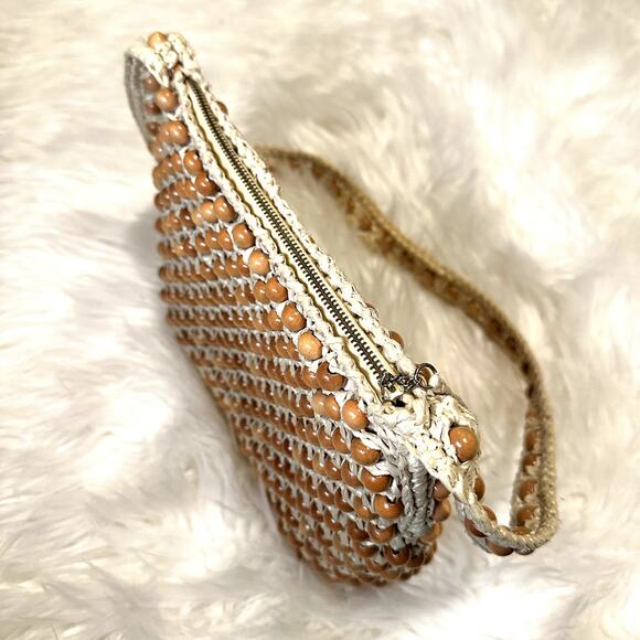 Vintage Wooden Hand Beaded Boho Shoulder Bag - Picture 4 of 7